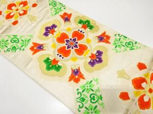 アンティーク　華紋に斜め格子模様織り出し袋帯（材料）